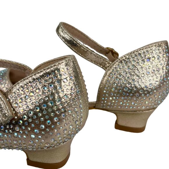 Badgley Mischka Girls Metallic Dress Shoes 3 Rhinestones Light Gold BM84031 - Picture 13 of 14